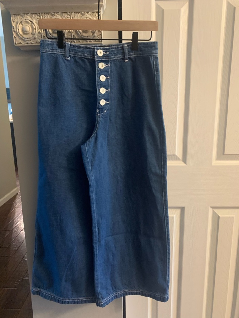 BDG Super Wide Leg Exposed Button Fly Cropped High Waisted Flare Jeans - 28 - Picture 7 of 14